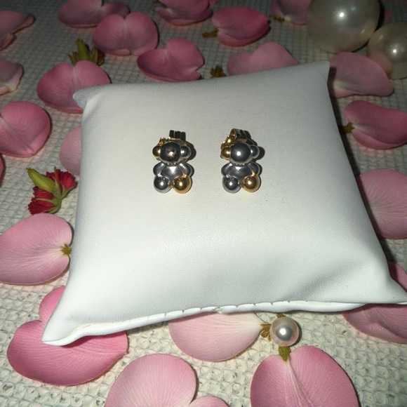 Gold and Silver Stainless Steel Bear Earrings - Picture 2 of 5